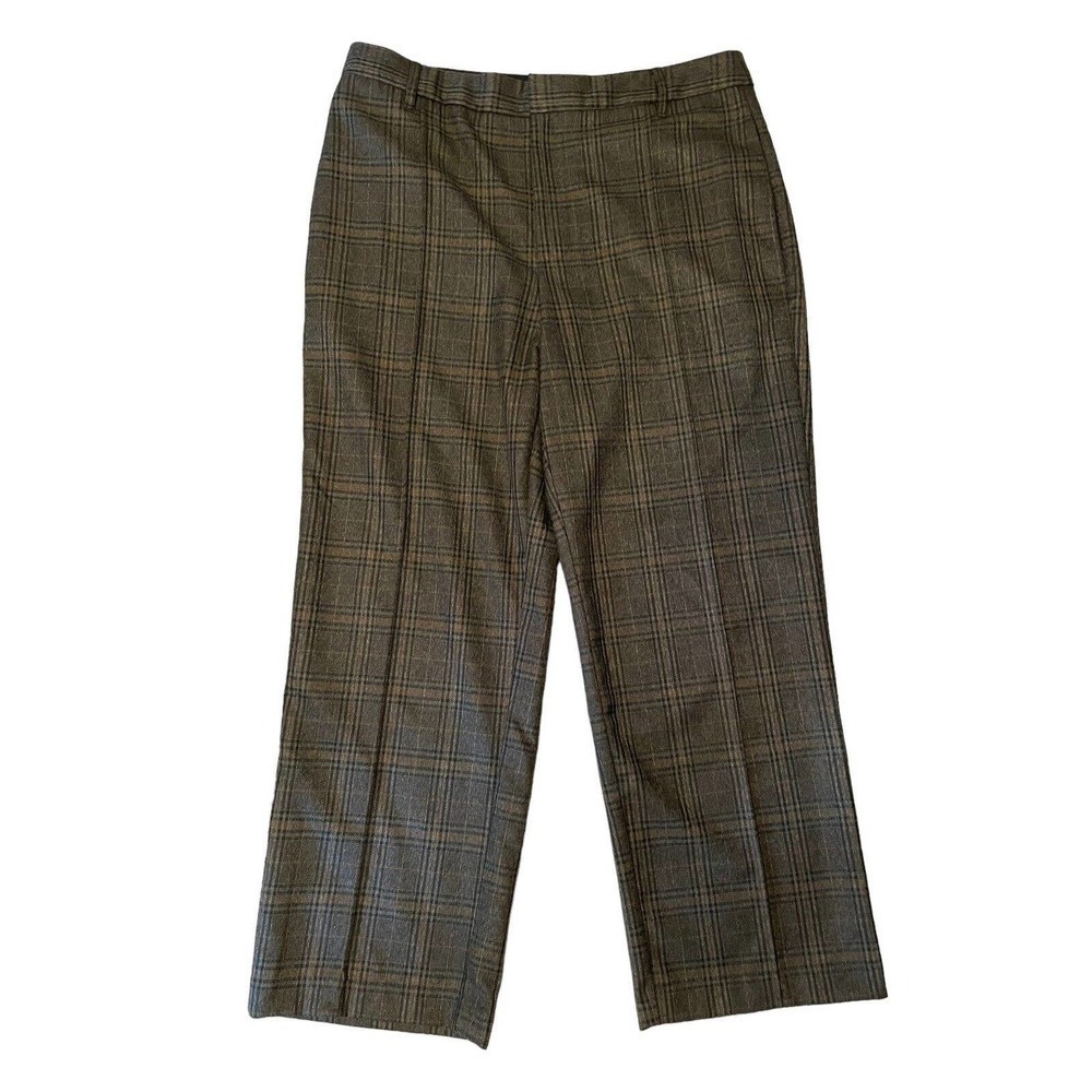 Urban Outfitters High Rise Ankle Cropped Plaid Brown Pants Straight Leg Size 12